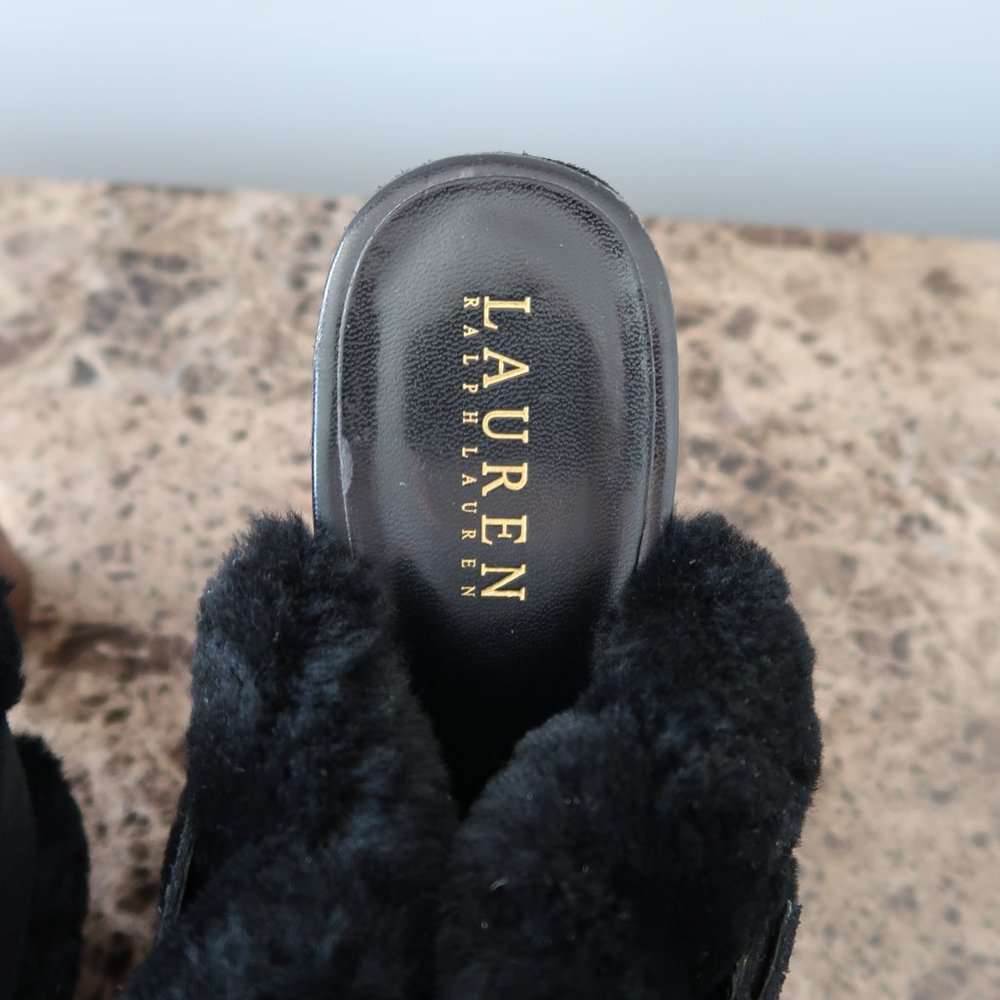 Lauren Ralph Lauren Mule Clog Faux Fur Heel 9.5 - Picture 5 of 14